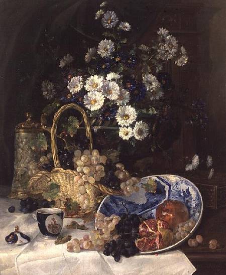 Still life with Flowers and Fruit von Eugene Henri Cauchois