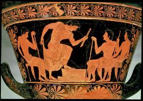 A Musical Contest, detail from an Attic red-figure calyx-krater, from Cervetri, Italy, c.510 BC (pot C16th