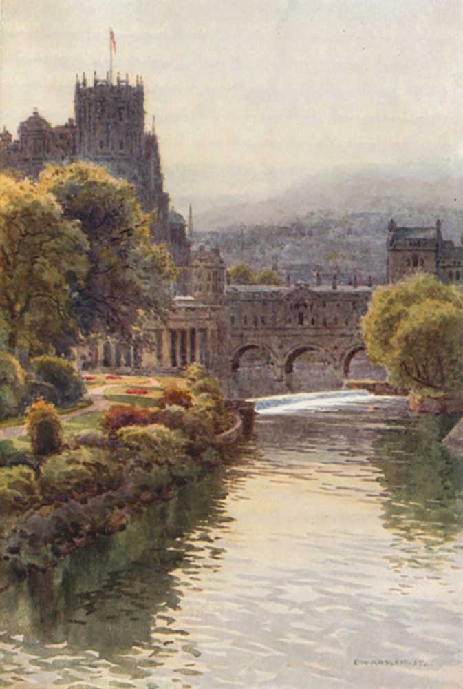Blick von der North Parade Bridge, Bath von E.W. Haslehust