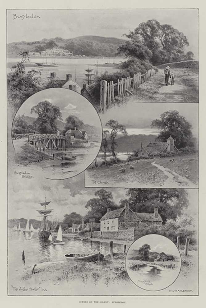 Szenen auf dem Solent, Bursledon von E.W. Haslehust