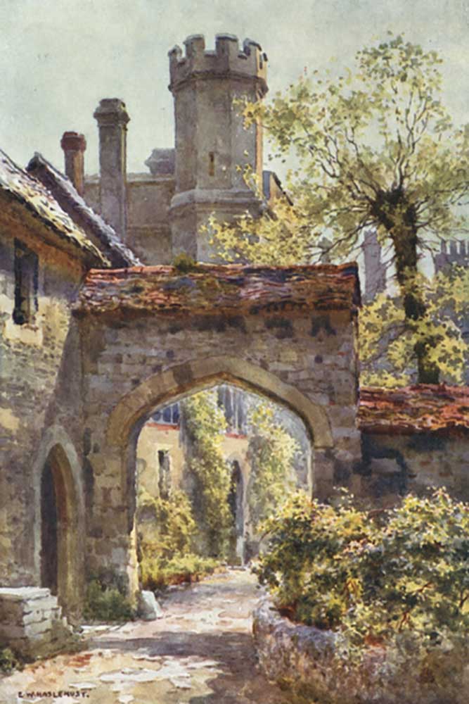 Winchester College: Das äußere Tor aus "Arcadia" von E.W. Haslehust