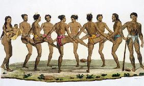 Dance of the Caroline Islanders, plate 22 from 'Le Costume Ancien et Moderne' by Jules Ferrario, pub 1517