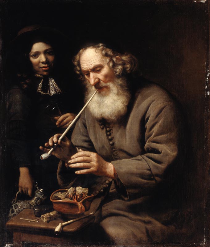 Ein alter Mann mit Tonpfeife von Ferdinand Bol