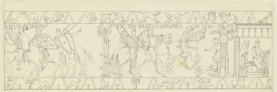 Zeichnung nach dem Bildteppich von Bayeux von Ferdinand Fellner