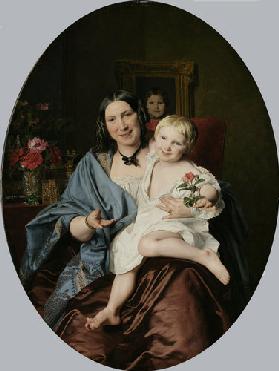 Frau mit Kind/Unbekannte Dame mit einem Kinde 1855