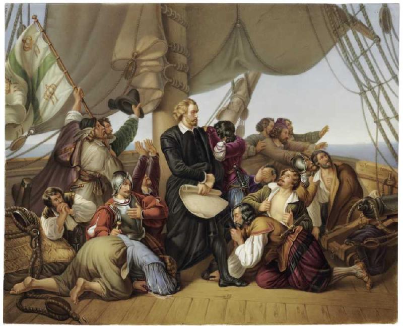 Christopher Kolumbus auf seinem Schiff. von Ferdinand Hodler