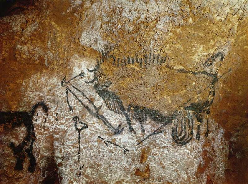 Höhle von Lascaux 17000 v. Chr. Verwundeter Bison (Länge 110 cm), ausgestreckter Mensch und Stange m von Ferdinand Hodler