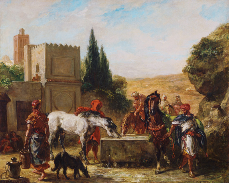 Horses at a Fountain von Ferdinand Victor Eugène Delacroix