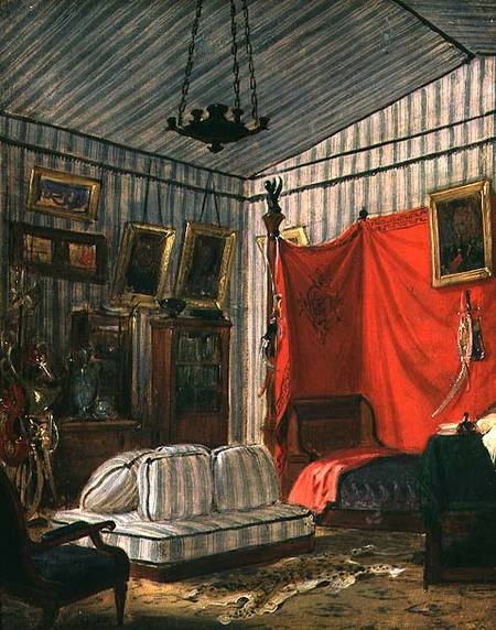 The Apartments of the Count of Mornay, rue de Verneuil, Paris study for 'Interior of an apartment wi von Ferdinand Victor Eugène Delacroix