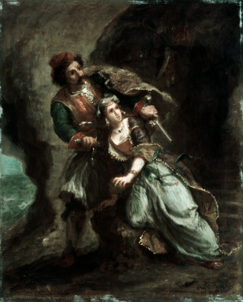 Byron / Bride of Abydos / Delacroix 1849 von Ferdinand Victor Eugène Delacroix
