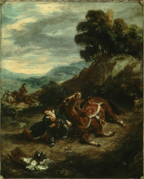 Byron, Tod des Lara / Gem.v.Delacroix von Ferdinand Victor Eugène Delacroix