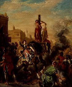 Clorinde befreit Olindo und Sofronia vom Scheiterhaufen von Ferdinand Victor Eugène Delacroix