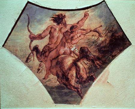 The Education of Achilles (replica of the first sketch made for one of the four pendentives in the C von Ferdinand Victor Eugène Delacroix