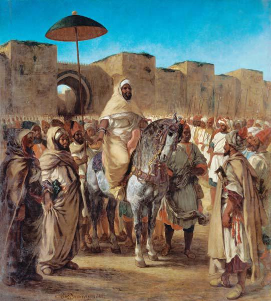 Muley Abder-Rahman umgeben von seinen Leibwächtern und Prinzen 1845