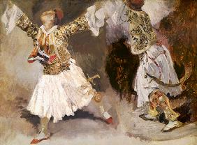 Two Greek Soldiers Dancing (Study of Soliote Dress) 19. Jh