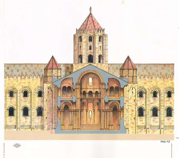 Santiago de Compostela Romanesque Cathedral.Cross section. Spain von Fernando Aznar Cenamor