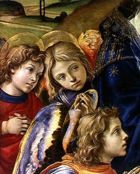 The Vision of St. Bernard, detail of three angels von Filippino Lippi