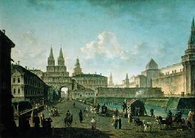 View of the Voskresensky and Nikolsky Gates and the Neglinny Bridge from Tverskay Street in Moscow 1811