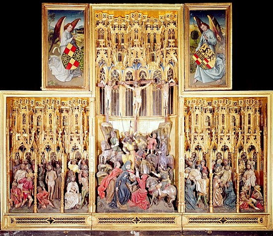 Central section of the Ambierle Altarpiece, 1460-66 (gilded & painted walnut wood) von Flemish School