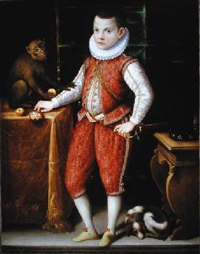 Portrait of a Young Nobleman with a Monkey and a Dog c.1615