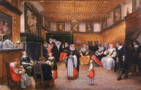 A Christening Party, 1629 (oil on panel) 16th