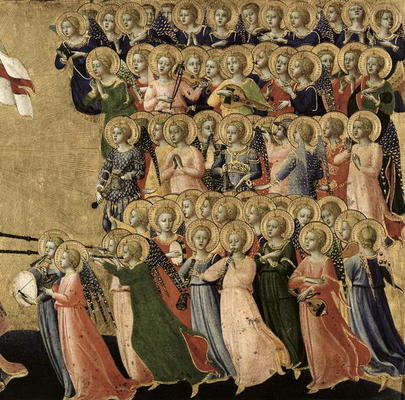 Christ Glorified in the Court of Heaven, detail of musical angels from the right hand side, 1419-35 von Fra Beato Angelico