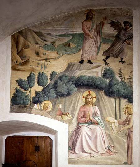 The Temptation and Angels Ministering to Christ in the Wilderness von Fra Beato Angelico
