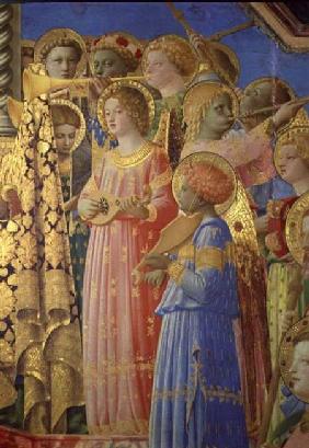 The Coronation of the Virgin, detail showing musical angels c.1430-32
