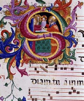 Missal 558 f.73v Historiated initial 'S' depicting the Presentation in the Temple (for detail see 88 0965