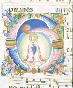 Missal 558 f.92 Historiated initial 'G' depicting the Virgin praying 02nd