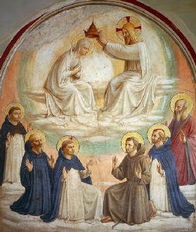 The Coronation of the Virgin, with Saints Thomas, Benedict, Dominic, Francis, Peter the Martyr and P 1442