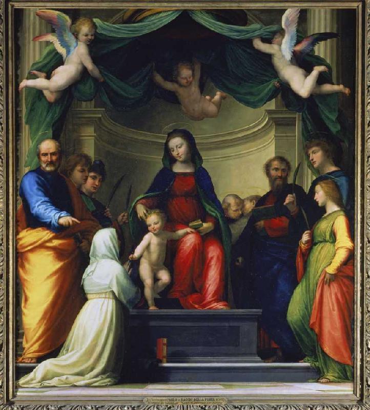 Die mystische Vermählung der H.Katharina von Siena, im Beisein von acht Heiligen von Fra Bartolomeo