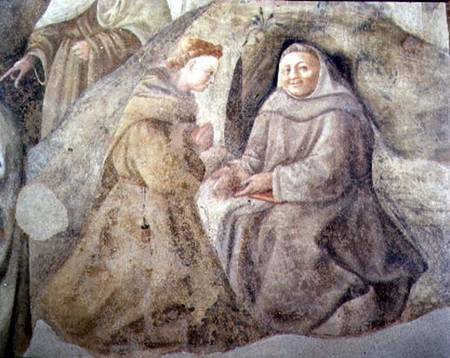 The Reform of the Carmelite Rule, detail of two Carmelite friars von Fra Filippo Lippi