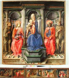 Madonna and Child Enthroned with SS. Francis, Cosmas, Damian and Anthony of Padua, c.1442-45 (temper 15th