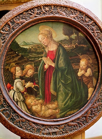 The Virgin Adoring the Christ Child with St. John the Baptist and Two Angels von Francesco Botticini