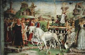 The Triumph of Minerva: March, from the Room of the Months, detail of the chariot and the group of s c.1467-70