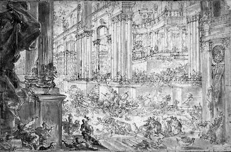 The Expulsion of Heliodorus from the Temple (pen & ink) von Francesco Peresi