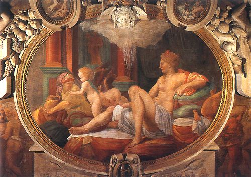 Danae - Ausschnitt aus dem Fresco in der Galerie Franz I. in Fontainebleau von Francesco Primaticcio