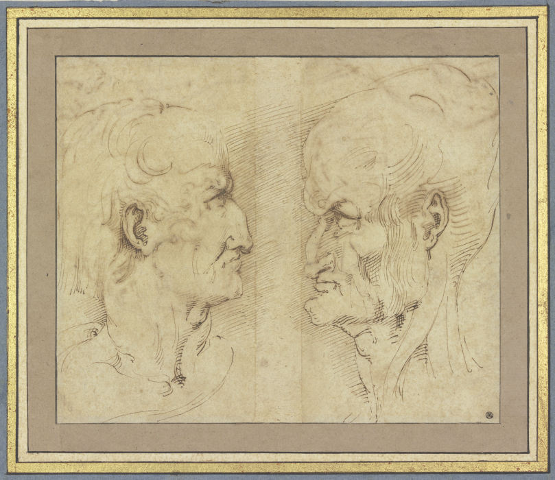 Ein alter Mann und eine alte Frau im Profil von Francesco Salviati