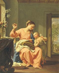 Die handarbeitende Maria mit dem Jesusknaben  1690/1700