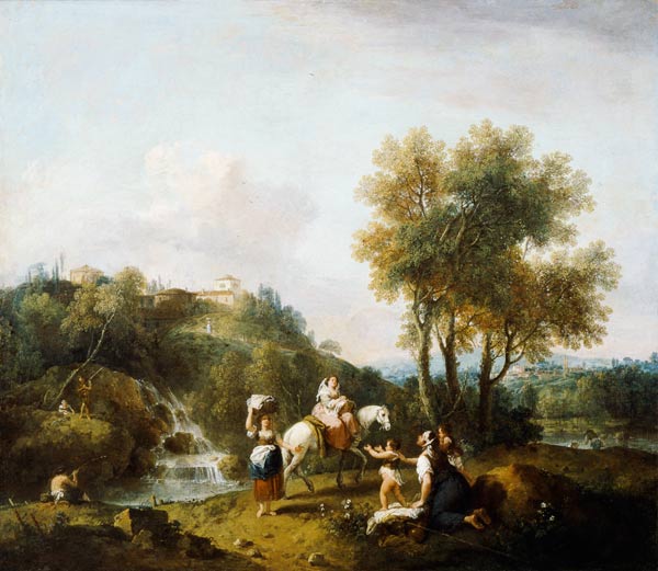 F.Zuccarelli, Landschaft mit Reiterin von Francesco Zuccarelli