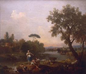 F.Zuccarelli, Landschaft mit Angler