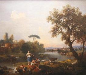 Landscape with a Boy Fishing, c.1740-50 (oil on canvas) 1863