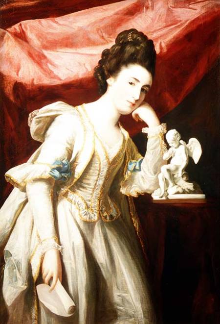 Portrait of a Lady with a Statuette of Cupid von Francis Cotes