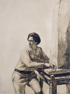 Porträt von Jacob Epstein (1880-1959) 1909 (Kaltnadelradierung in dunkelbrauner Tinte) 1909