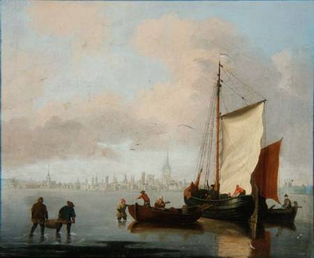 Dutch Estuary Scene (one of a pair) von Francis Swaine