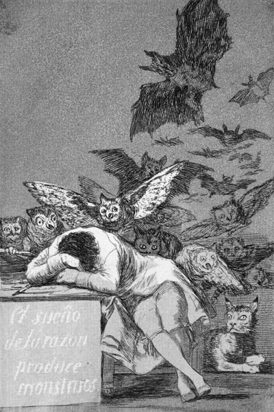 Der Schlaf der Vernunft gebiert Ungeheuer von Francisco José de Goya