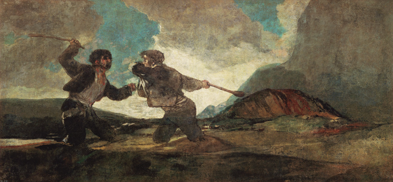Duell mit Knüppeln (Aus den schwarzen Bildern der Quinta del Sordo) von Francisco José de Goya
