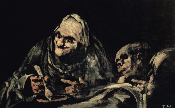 Two Old Men Eating, one of the 'Black Paintings' von Francisco José de Goya