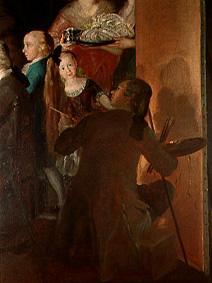 Die Familie des Infanten Don Luis de Borbón (Detail: Der Künstler an der Staffelei) von Francisco José de Goya